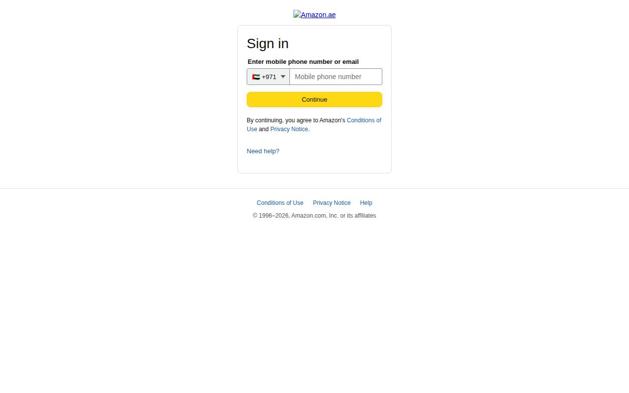 Screenshot: Amazon UAE phishing page (AiTM relay)
