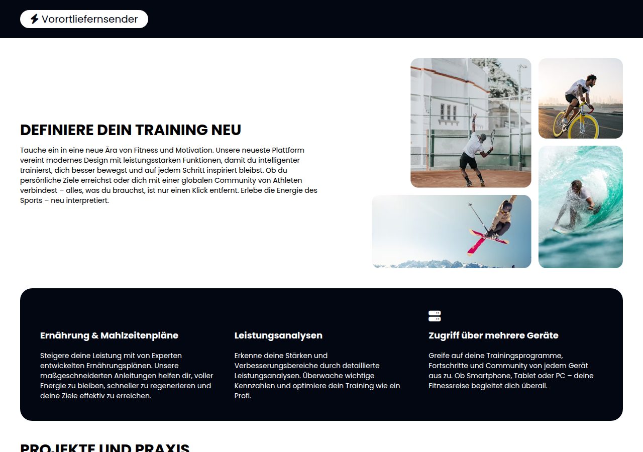 Screenshot: vorortliefernsender.de fitness template on fake delivery domain