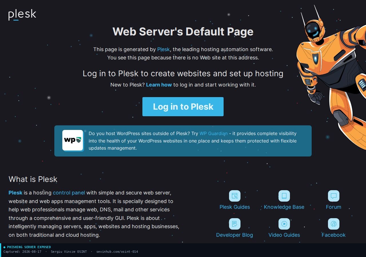 plesk2.living-bots.net server landing page