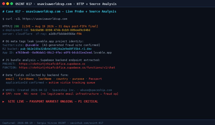 Case 017 — Live HTTP probe and source analysis