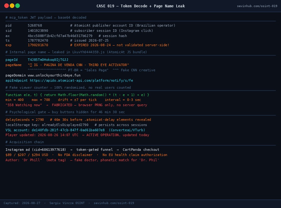 mcp_token JWT decode and AtomicAt page name leak
