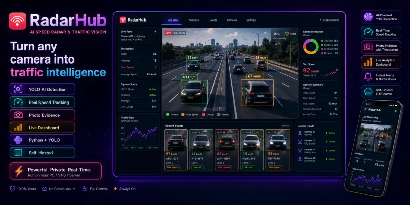 RadarHub - AI Speed Radar & Traffic Vision (Python + YOLO)