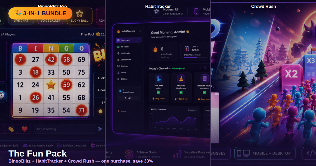 The Fun Pack - BingoBlitz + HabitTracker + Crowd Rush Bundle