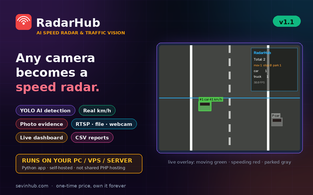 RadarHub - AI Speed Radar & Traffic Vision (Python + YOLO)